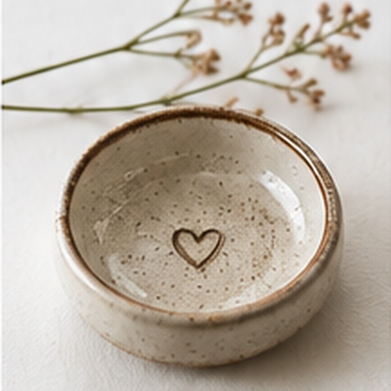 Handmade heart ring dish